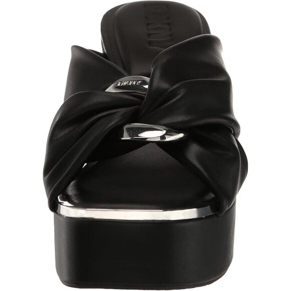 DKNY Maryn Chain Twist Wedge Sandal Black 8.5 New MSRP $119 - Picture 2 of 4